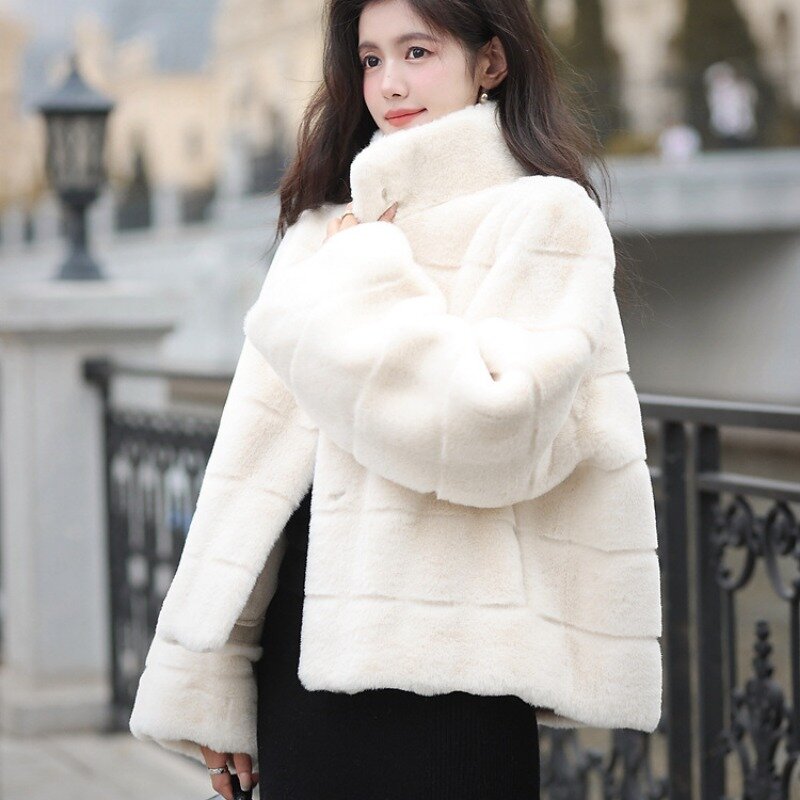 女性のための本物のウサギの毛皮のコート,短いコート,自然な毛皮のジャケット,良質,冬