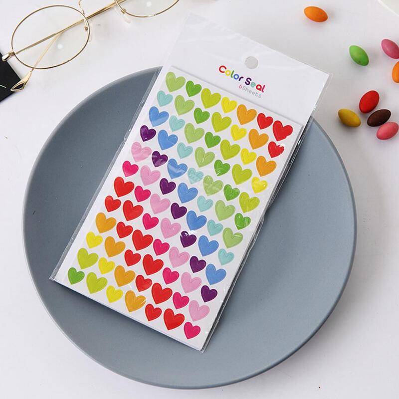 6 lembar stiker buku tempel bintang warna-warni bulat cinta bentuk hati kertas Kpop kartu foto perencana jurnal Decal susu perlengkapan DIY