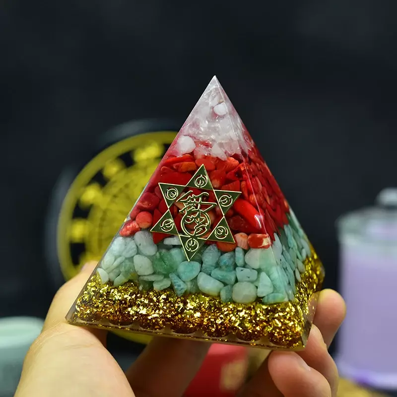 Naturalny kamień kryształ Orgon energia piramida uzdrowienie ozdoby jubilerskie rzemiosło żywiczne dekoracja joga uzdrowienie Generator orgonit