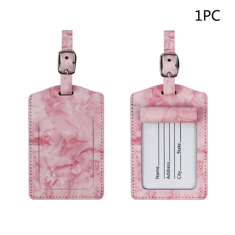 PU Leather Travel Luggage Tag Portable Travel Accessory Marble Texture Baggage Tags Boarding Pass Suitcase Label