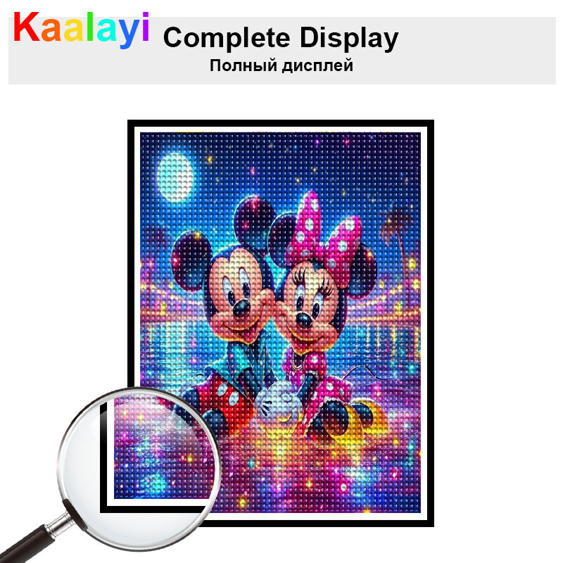 Disney DIY AB Diamond Painting Mickey Mouse Minnie Mouse Picture Embroidery Cross Stitch Full Round Cartoon Mosaic Wall Decor 66