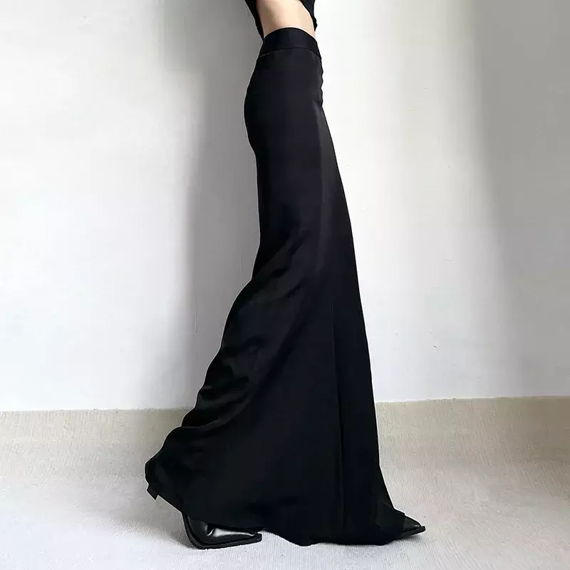 Новинка весна-лето 2024 года, стильное длинное черное платье-годе с высокой талией, пикантное платье с одной юбкой
