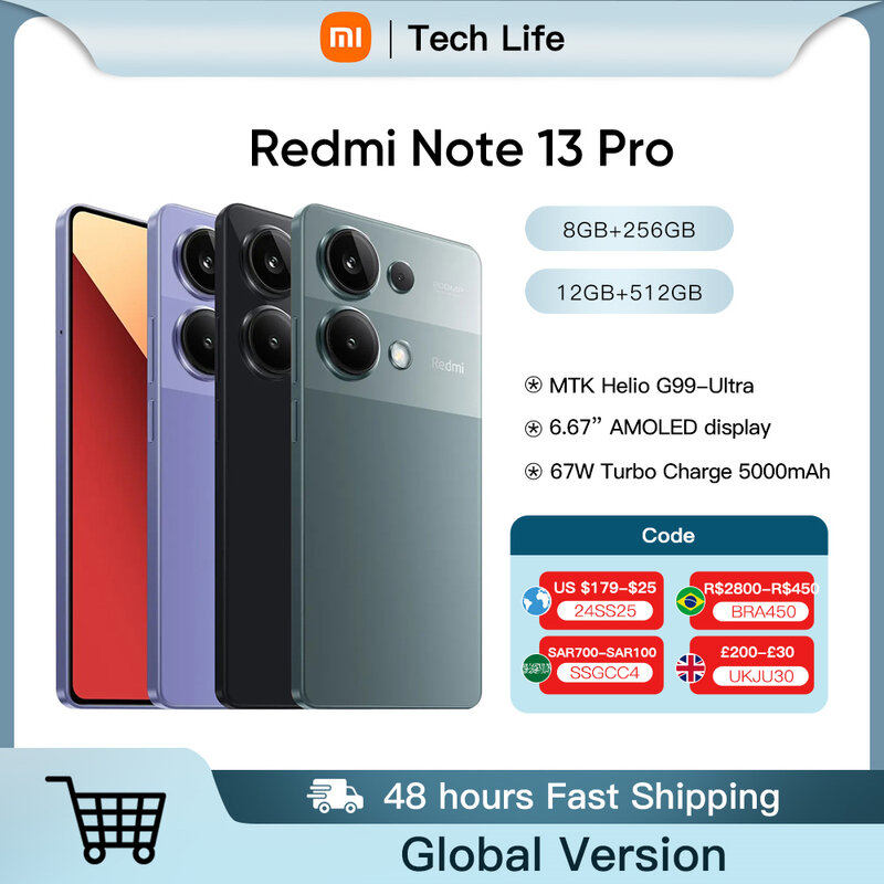 Globalna wersja Xiaomi Redmi Note 13 Pro 200MP OIS Camera 67W Helio G99 Ultra smartfon 5 NFC 120Hz amored