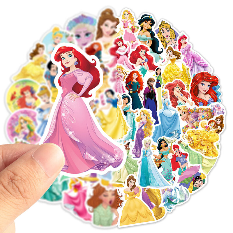 10/30/50 Buah Mainan Stiker Putri Lucu untuk Anak-anak PVC Tahan Air Bagasi Laptop Notebook Gitar Koper Mobil Stiker Kartun Disney