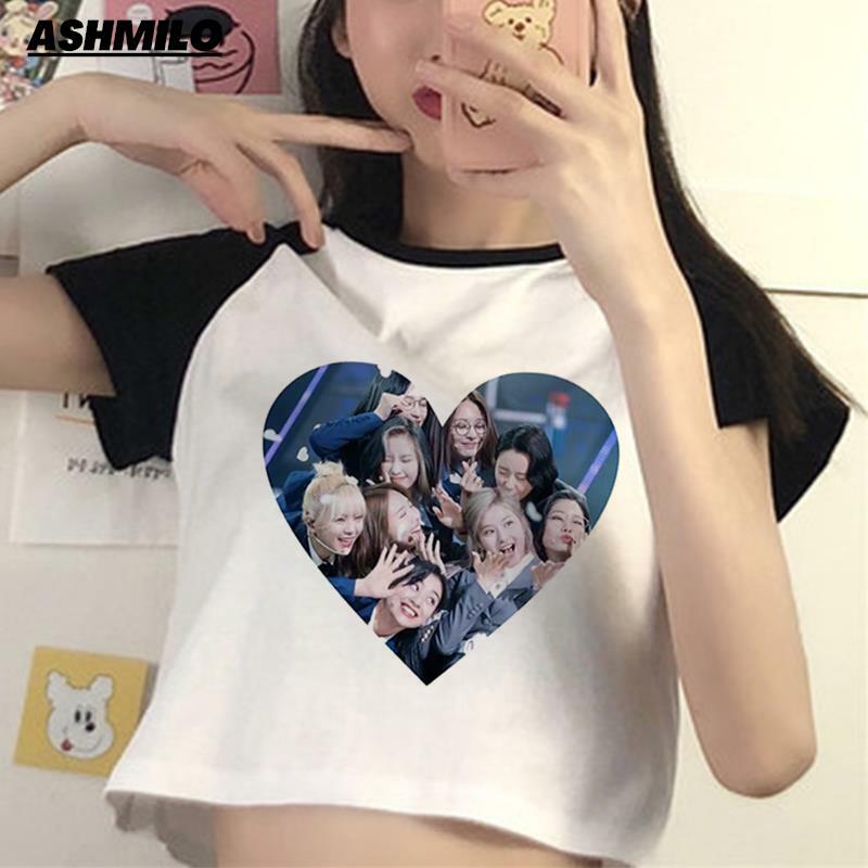 KPOP Twice Summer Harajuku Y2k T-shirt Korean Style T Shirt Women Streetwear Ulzzang Tshirts Crop Top Female Slim Fit Clothes