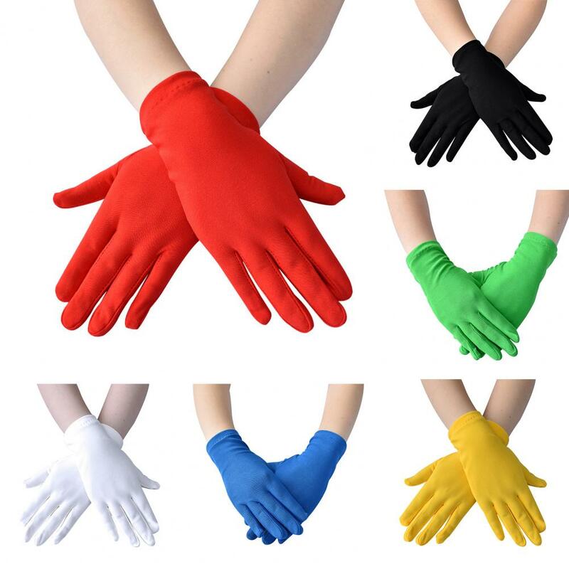 1 Paar kurze elastische kurze Handschutz handschuhe dünne Tanz handschuhe Milch seide Satin Stretch handschuhe Kostüm zubehör