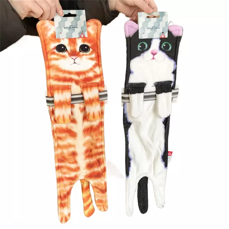 Lustige Katze Handtücher Bad Küche Ball mit hängenden Schlaufen schnell trocknen weich saugfähige Handtuch Mikro faser kreative Handtücher