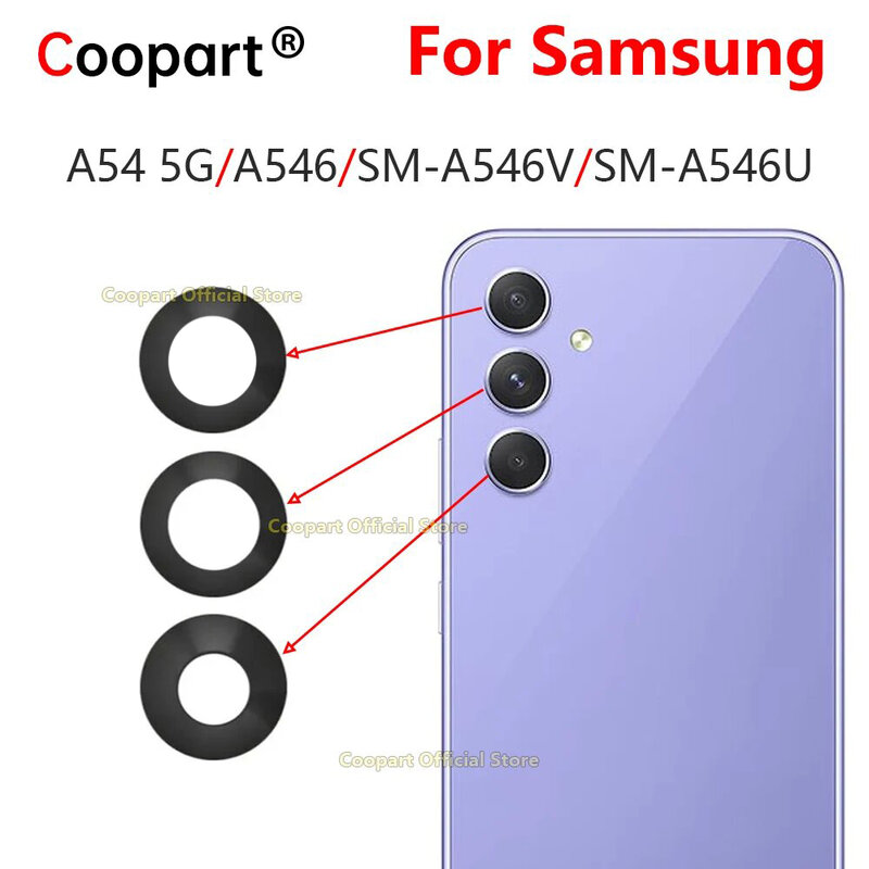 Lente de Cristal de cámara trasera Original para Samsung Galaxy A54, 5G, A546, SM-A546V, A5460, con pegatina adhesiva, nuevo