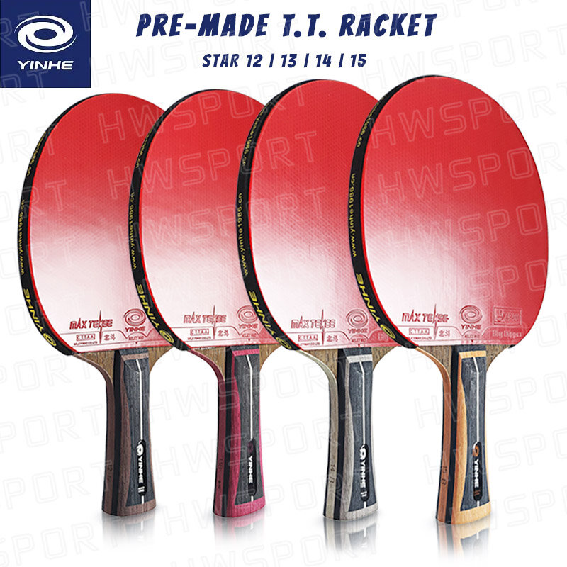YINHE-raquete profissional do tênis de mesa, raquete pre-feita do pongue do pingue-pongue, 5 madeira, 2 carbono, tacada ofensiva para a velocidade, 12, 13, 14, 15 estrelas