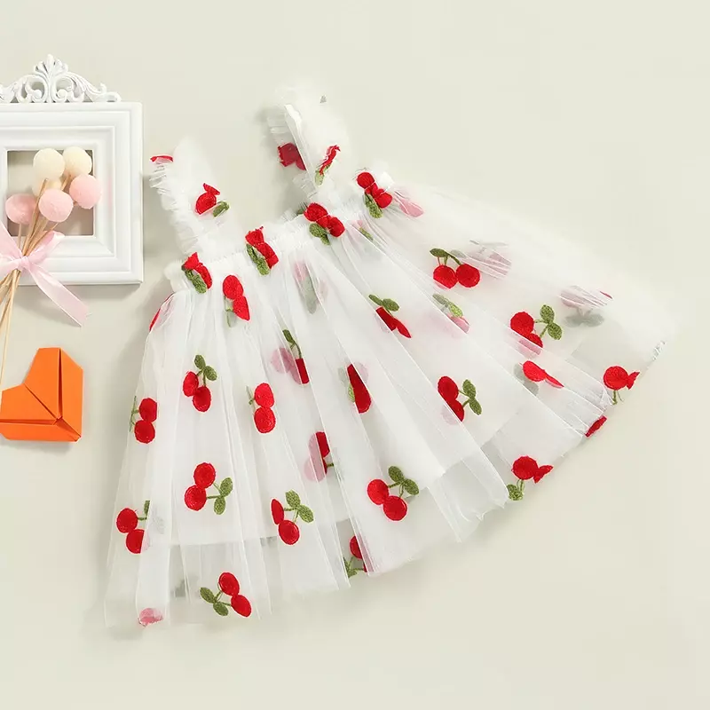 Vestido bonito de verano para niña, vestido de princesa con flores, tutú para bebé, ropa informal de tul para cumpleaños de 1 a 5 años