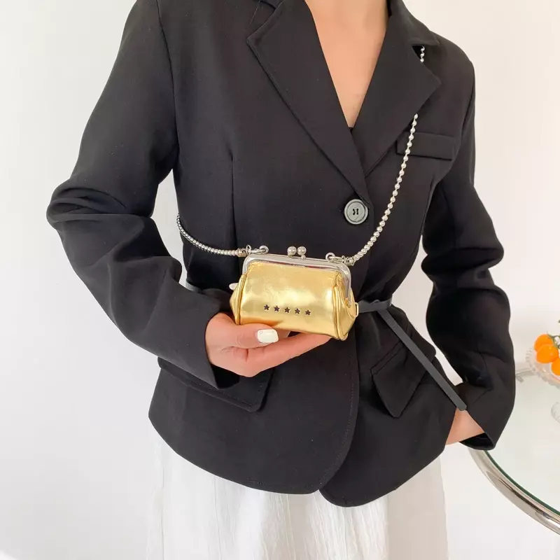 Mini bolso cruzado de lujo para mujer, bolsa Hobo para auriculares, monedero, bolso de pecho de viaje versátil, dorado y plateado, nuevo diseñador, 2023