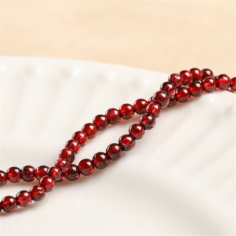 Vino naturale rosso 3A grado melograno perline allentate rotonde fai da te braccialetto di perline fatto a mano collana gioielli orecchio materiale perline abbinate
