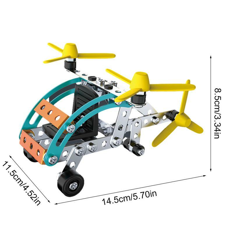 Mini Helicopters DIY Assembly 3D Kids Airplane Model Toy Kids Educational Plane Construction Toy Mechanical Style Ornament