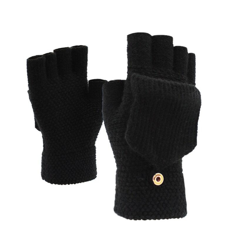 Fingerless Gloves Men Work Winter Gloves Touchscreen Gloves Knit Convertible Gloves Flip Gloves Touchscreen Mittens