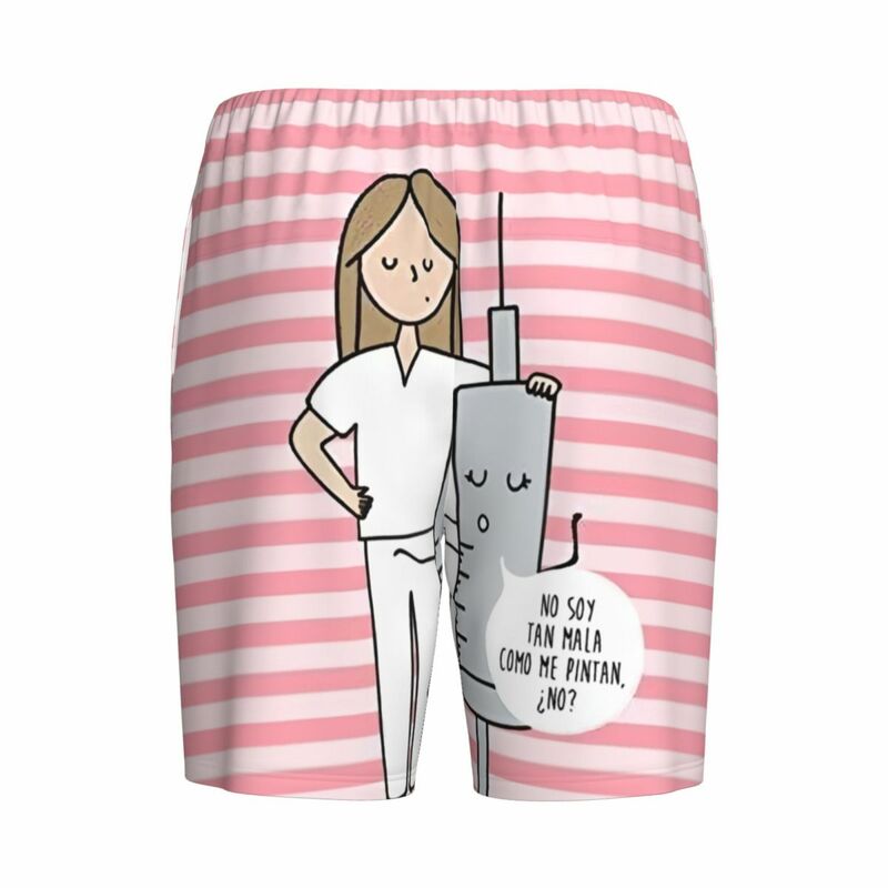 Custom Print Enfermera En Apuros Doctor Nurse Medicine Pajama Shorts Men Sleepwear Bottoms Sleep Short Pjs with Pockets