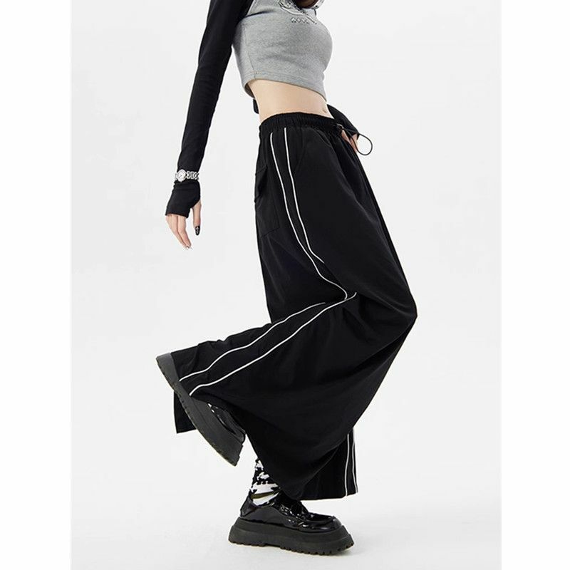 Черная юбка-карго Deeptown, женские спортивные винтажные свободные макси-юбки, модная однотонная повседневная одежда Y2k, летняя длинная трапециевидная юбка