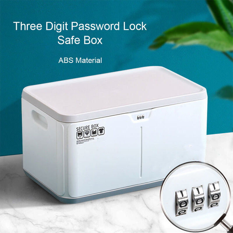كلمة السر قفل صندوق الأمان ، 3 أرقام ، ABS أمن الخصوصية ، صندوق تخزين ، المنزلية ، سيارة ، سعة كبيرة ، وجبة خفيفة ، جواز سفر ، حافظة منظمة