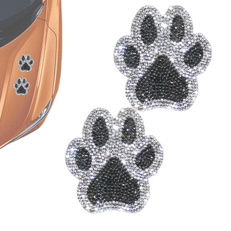 Brand New 2x Stickers Paws Decal Car Decoration Sticker Crystal Cute And Pretty For Bicycles For Car Shiny Rhinestone