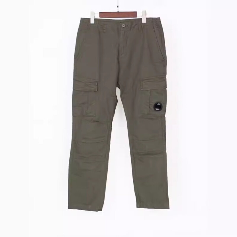 Europejski amerykański funkcjonalne spodnie Cargo męskie w stylu brytyjskim soczewki CP luźne spodnie na co dzień zmiękczana bawełna męskie spodnie na piesze wycieczki