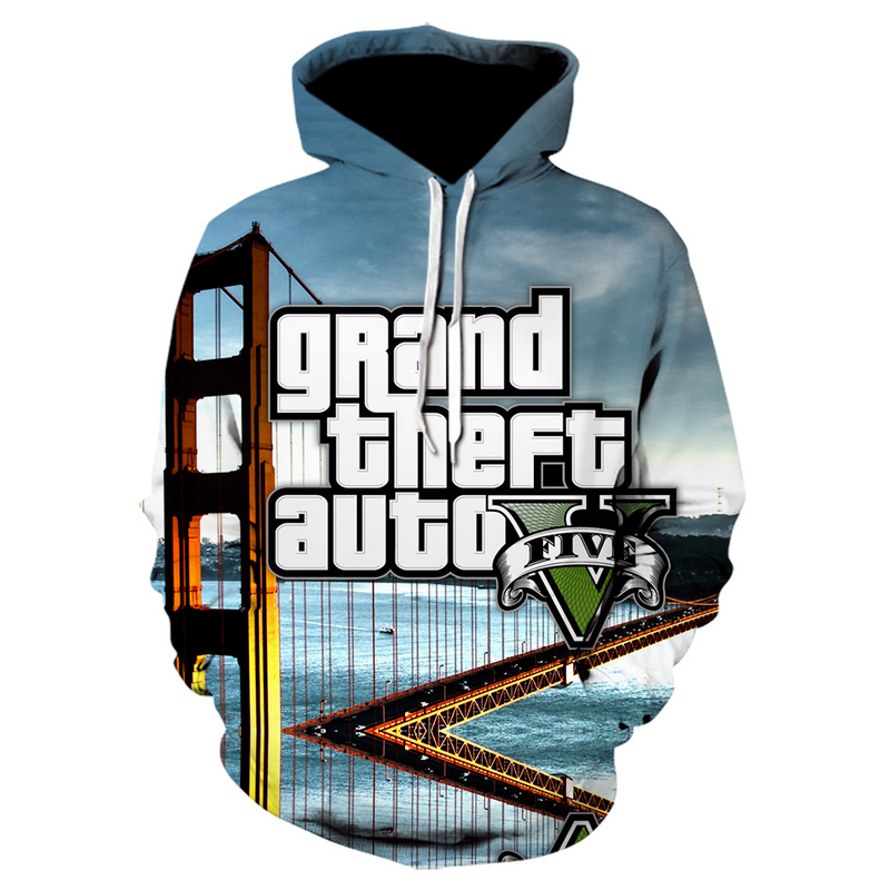 Grand Theft Hoodie anak-anak bertudung, Sweatshirt Pullover permainan GTA 5 motif 3d otomatis, Hoodie ukuran besar modis untuk pria dan wanita