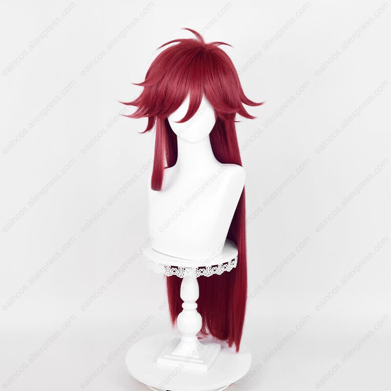 Wig Cosplay Anime Grell Sutcliff 90cm wig merah gelap panjang rambut sintetis tahan panas pesta Halloween