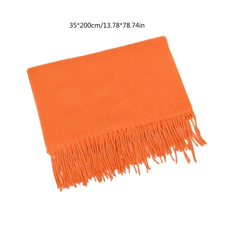 Winter Warm Tassels Scarf for Women Solid Color Casual Scarves Outdoor Activity Shawl Scarf Thickened CashmereLike Scarf