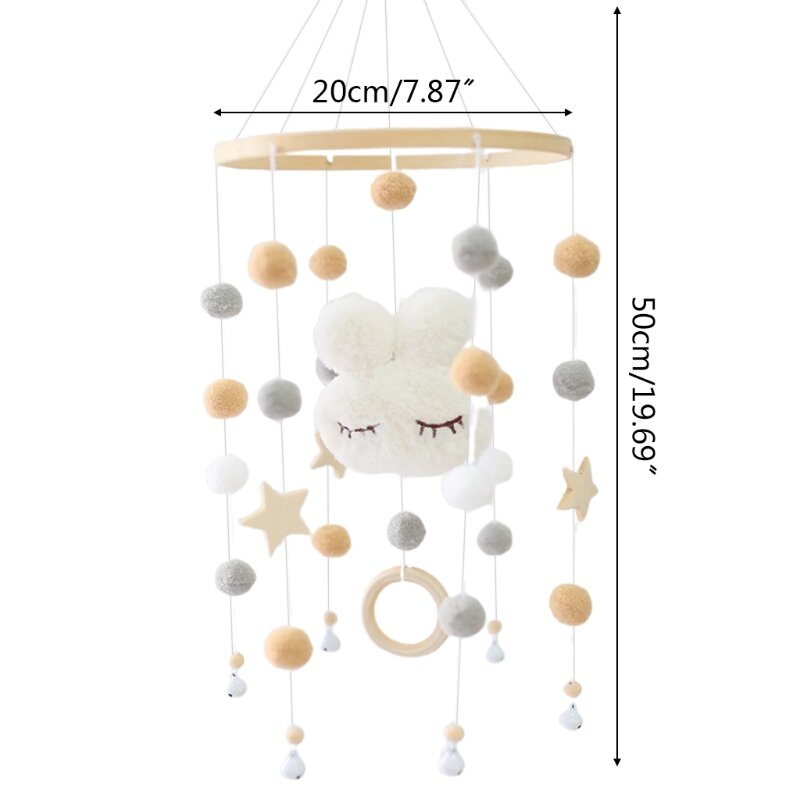 Baby Crib Mobile Rattle Windchime Wool Balls Beads Bed Bell Wind Chime Nursing Kids Room Hanging Decoration
