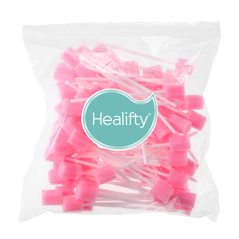 Healfty-使い捨ての口腔ケアスポンジ綿棒、歯のクリーニング、口の綿棒、実用的、100個