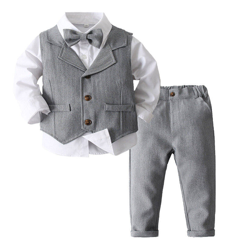 Peuters Jongens Gentleman Outfit Kids Lange Mouw Sets Voor Verjaardagsfeestje Doop Doopjurk Zuigelingen Weddinng Suits