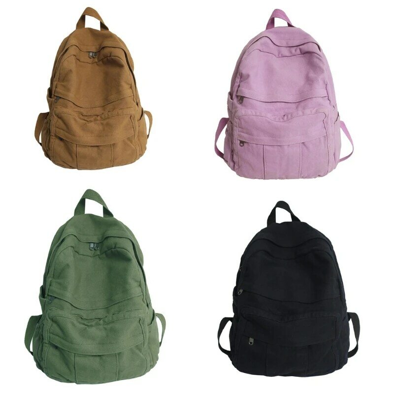 Large School Backpack Fashion Canvas School Bag Laptop Backpack for Women Men 066F