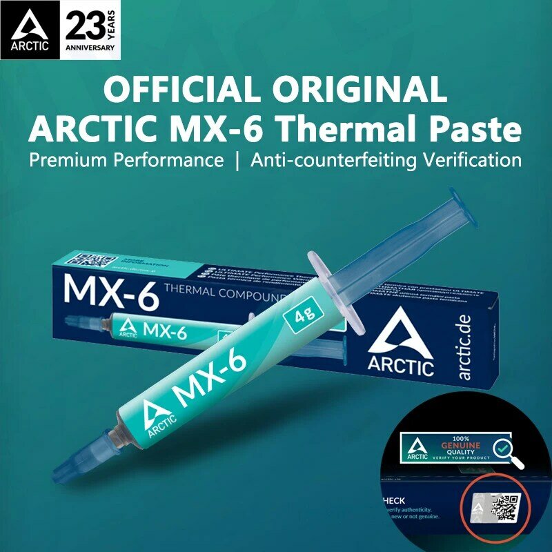 Оригинальная ARCTIC AC MX-6 термопаста, теплопроводная композитная силиконовая смазка для компьютеров, ноутбуков, ЦП, графических карт