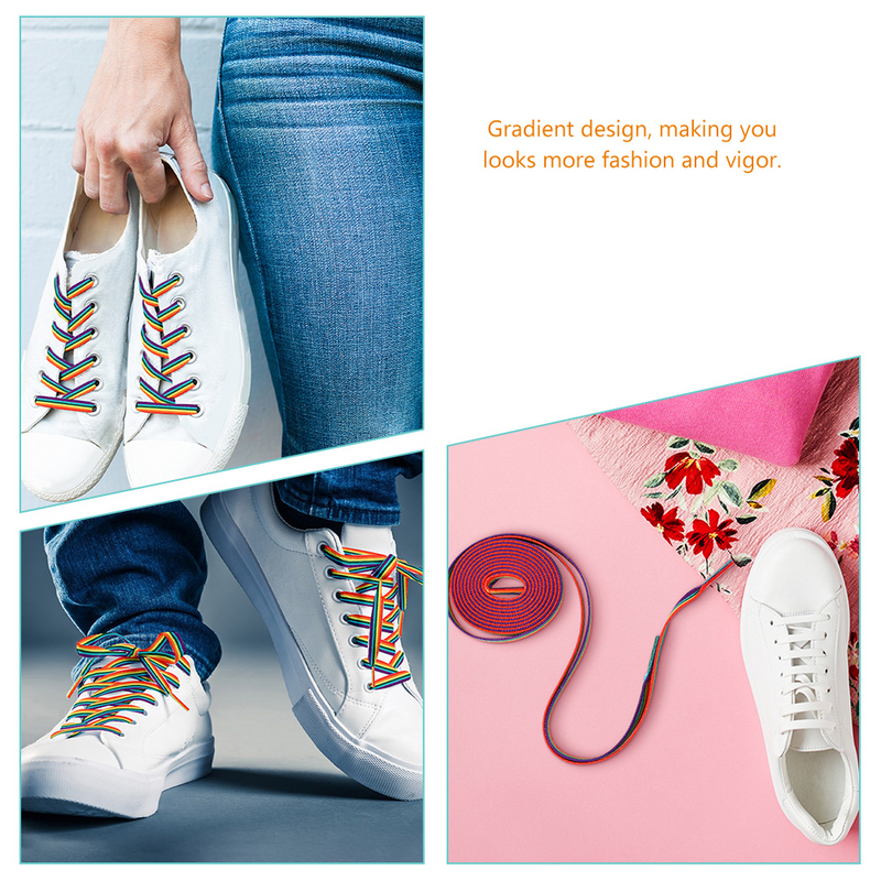 1 Pair Fashionable Laces Vertical Stripes Shoestring Versatile Shoes Trendy Elastic Boot Laces