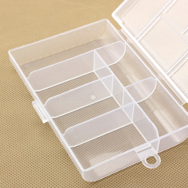 Organizador transparente de plástico con compartimentos para joyería, caja de almacenamiento de 6 rejillas, contenedor con cubierta de cuentas de joyería, píldoras, monedas, artículos diversos, 1 unidad