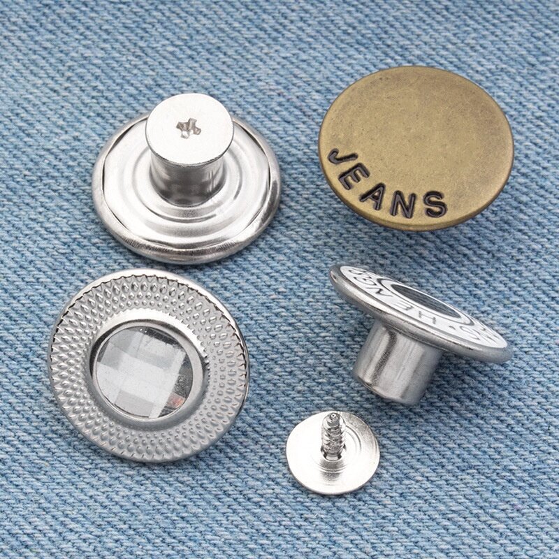 Kit de réparation de boutons de Jeans, 10 pièces, pas de couture, boutons métalliques, sans clou, amovibles, remplacement avec tournevis