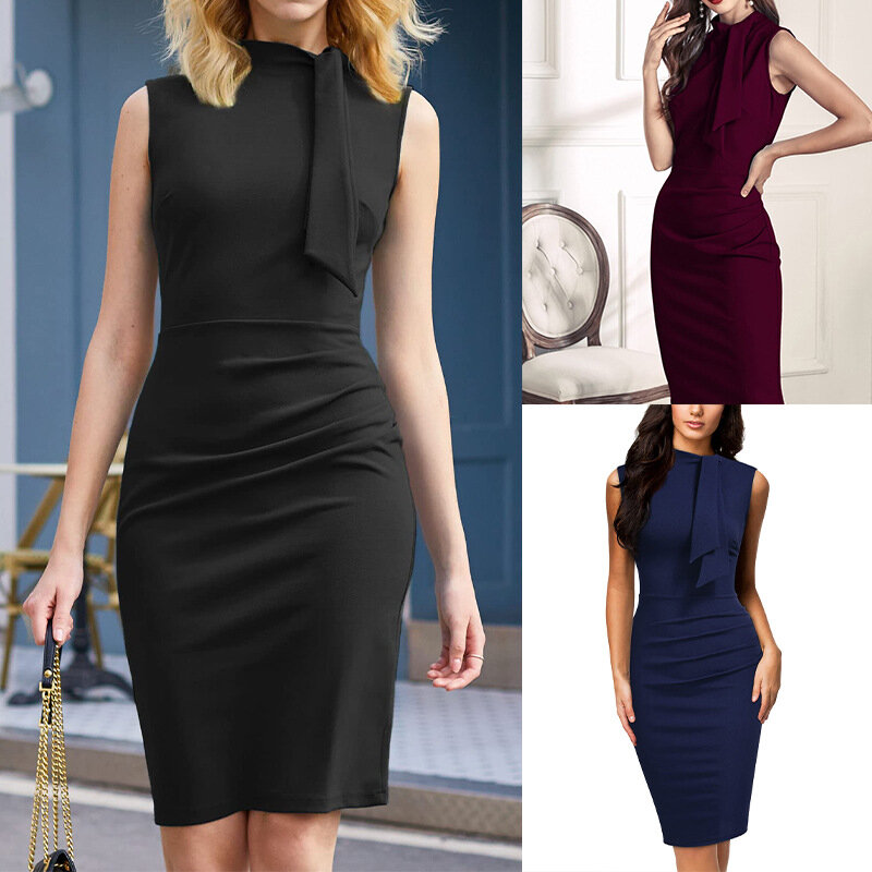 2024 Sleeveless professional buttocks, commuting pencil dress, one step dress  formal dress for women Cocktail Pencil Dress