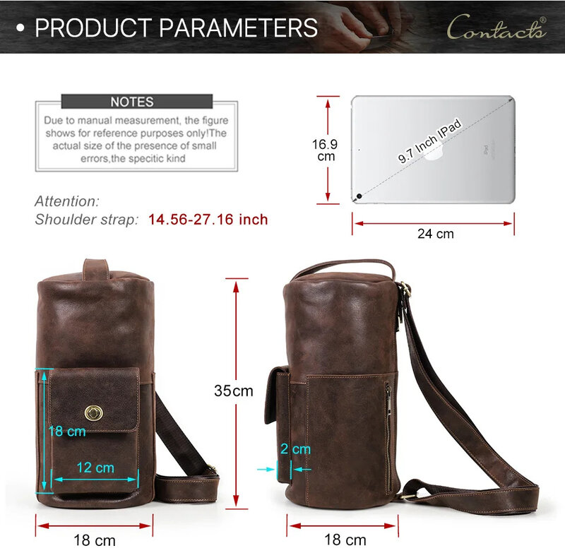 Hot Sell Herren Leder Brusttasche Cross Body Male Pack Outdoor Single Shoulder Pack Retro Mode Luxus