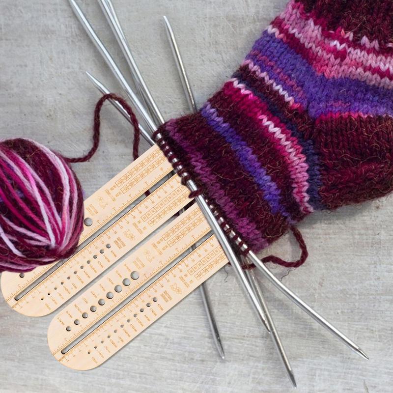 Knitting Needle Gauge Circle Template Ruler Crochet Size Measuring Ruler Knitting Tools Wooden Sock Stoppers Wooden Sock Ruler