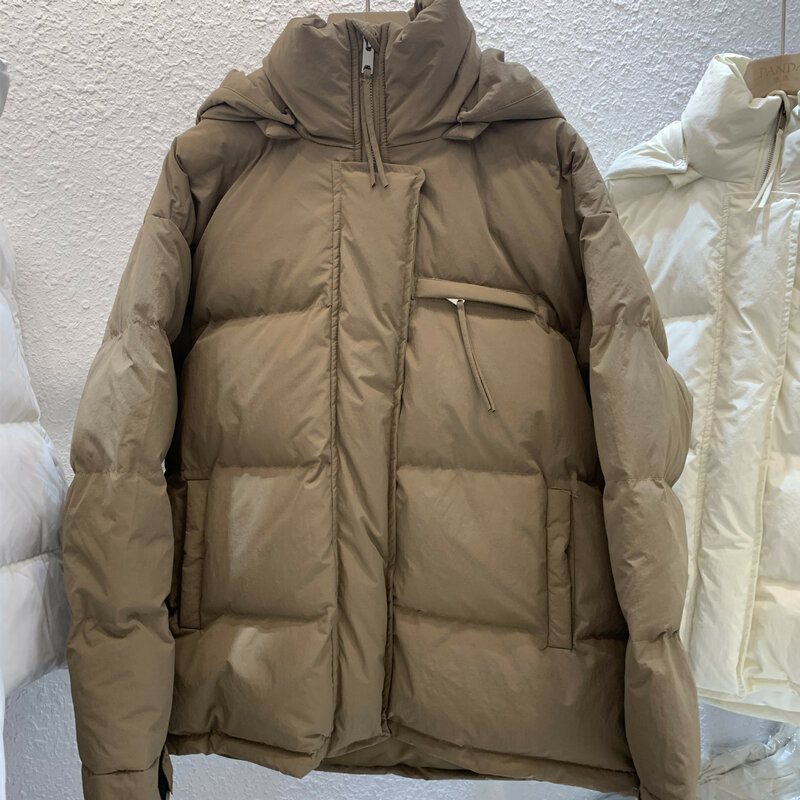 フード付きコート,女性用ウォームジッパー付きジャケット,小さなブレッドホワイトダック,冬用サーマルパーカー,防風,2022