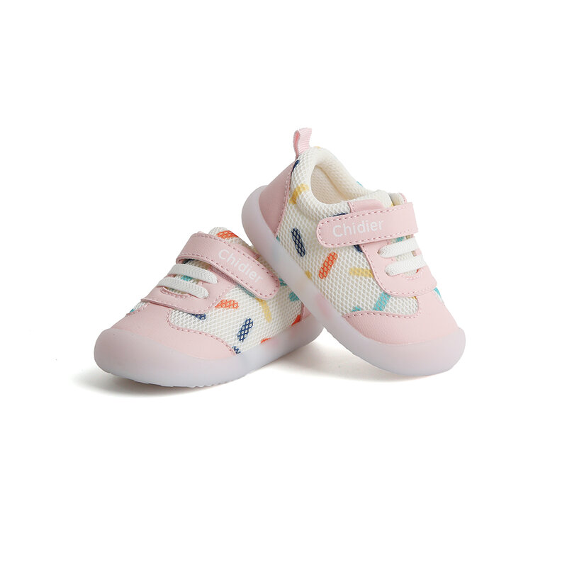 Tênis antiderrapantes de sola macia para bebês meninos e meninas de 1 a 2 anos de idade, sapatos de malha respiráveis