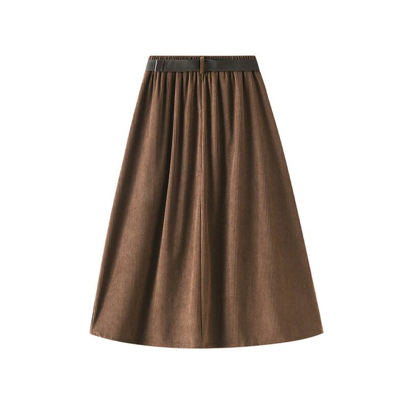 Вельветовая трапециевидная юбка средней длины с завышенной талией, женские джинсовые юбки, юбка для кроватки