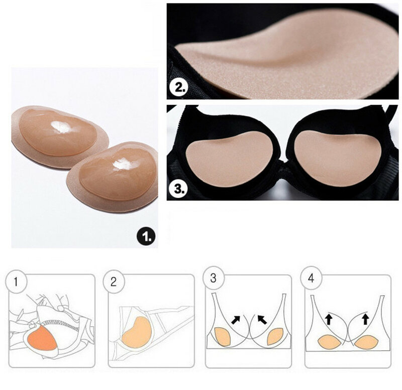 Bra Pads Chest Push Up Bra Thicker Sponge Breast Lift Up Enhancer Silicone Removeable Inserts Swimsuit Invisible Bra