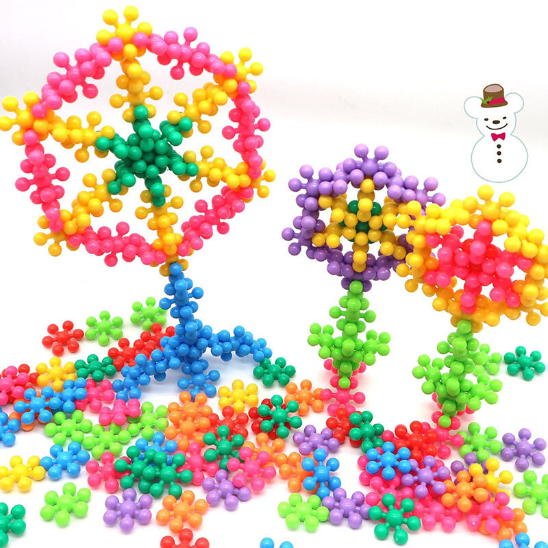 60pcs Pflaumen blüte Bausteine Ziegel 3d Schneeflocke Bausteine Baby Kinder Lernspiel zeug DIY ineinandergreifende Puzzle Spielzeug