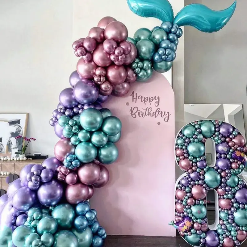 5/10/12/18 Cal metaliczny balon chromowany motyw syreny metalowe powietrze lateksowe balony ślubne dekoracja urodzinowa Baby Shower
