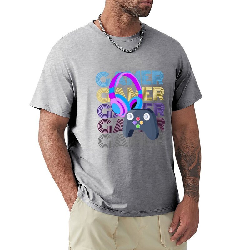 T-shirt de jeu vidéo Gamer Girl pour hommes, chemises vierges vintage à séchage rapide, grandes tailles