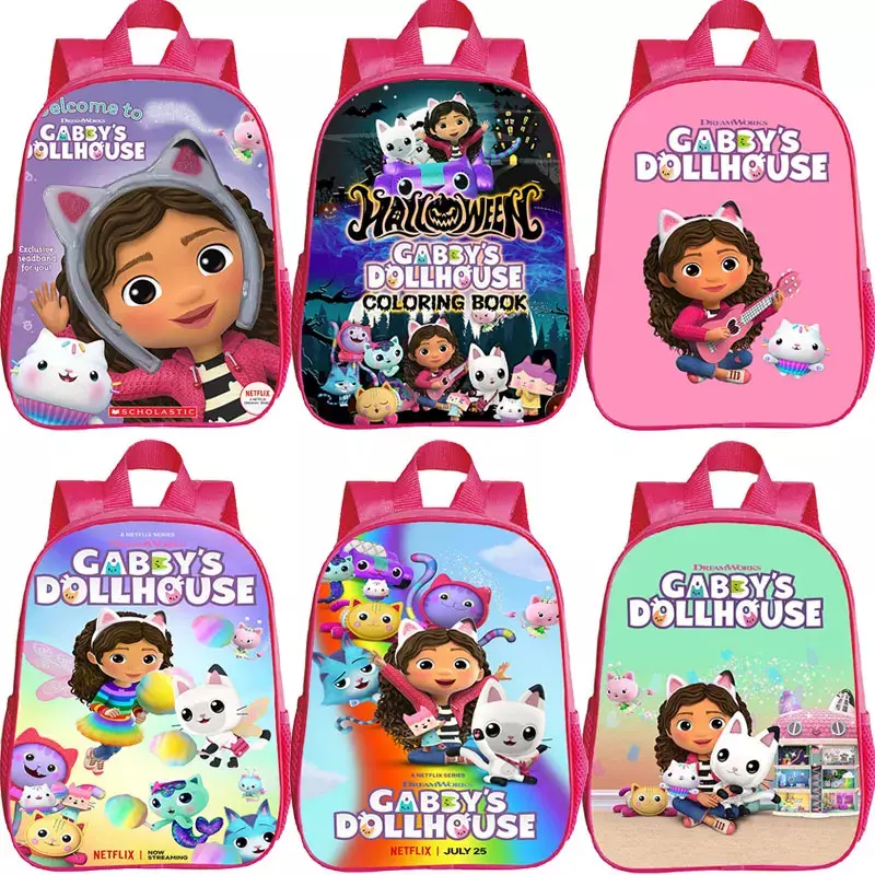 Мультяшный рюкзак для кукольного домика Gabbys, Детская сумка для детского сада, детские рюкзаки, милый рюкзак для книг для маленьких девочек, школьный портфель с кошками