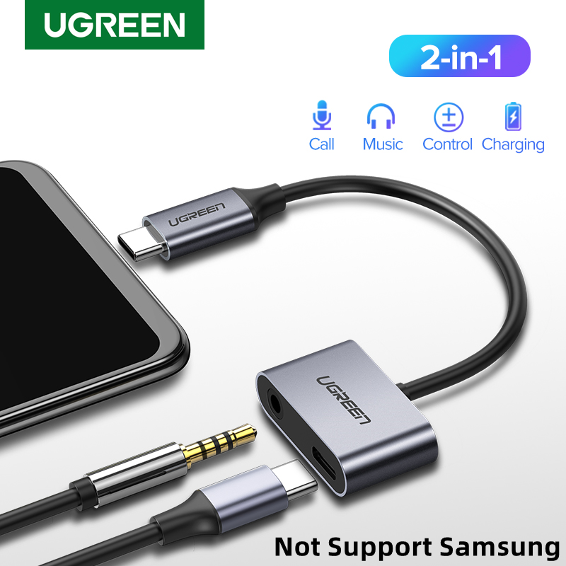 UGREEN-Adaptador de Cable USB tipo C a Jack 3,5, convertidor de auriculares con entrada AUX de 3,5mm para Huawei P20 Pro, Xiaomi Mi 6, 8, 9, se, Note