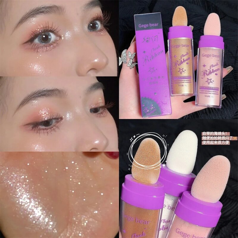 3 colori evidenziatore Glitter Fairy Powder Contour Shading Powder Shimmer Highlighter Stick illuminatore trucco per viso corpo