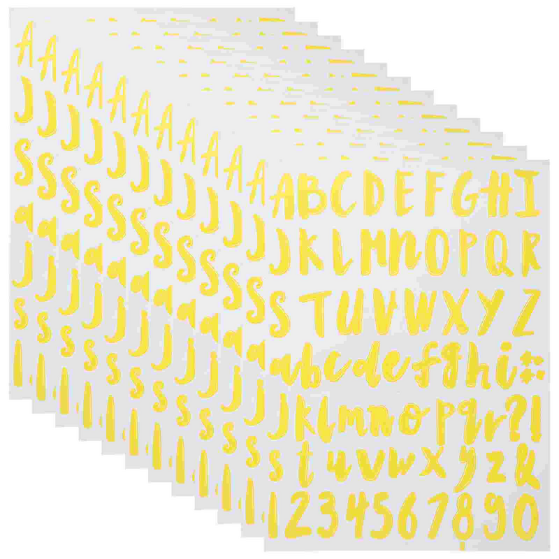 12 Sheets Alphanumeric Stickers Number Scrapbooking Decor Alphabet Decorative Letter Decorate Small for Water Bottles