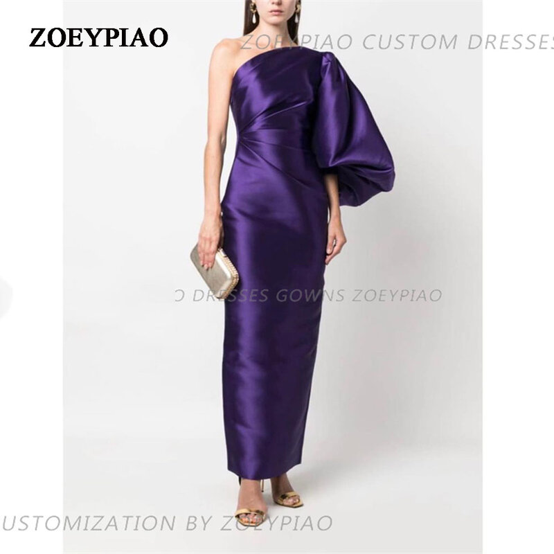 Robe de soirée en satin violet pour femme, une manche, longueur de rinçage, robe de Rhpersonnalisée, simple, initié, été, fête de mariage, quoi que ce soit, 2024