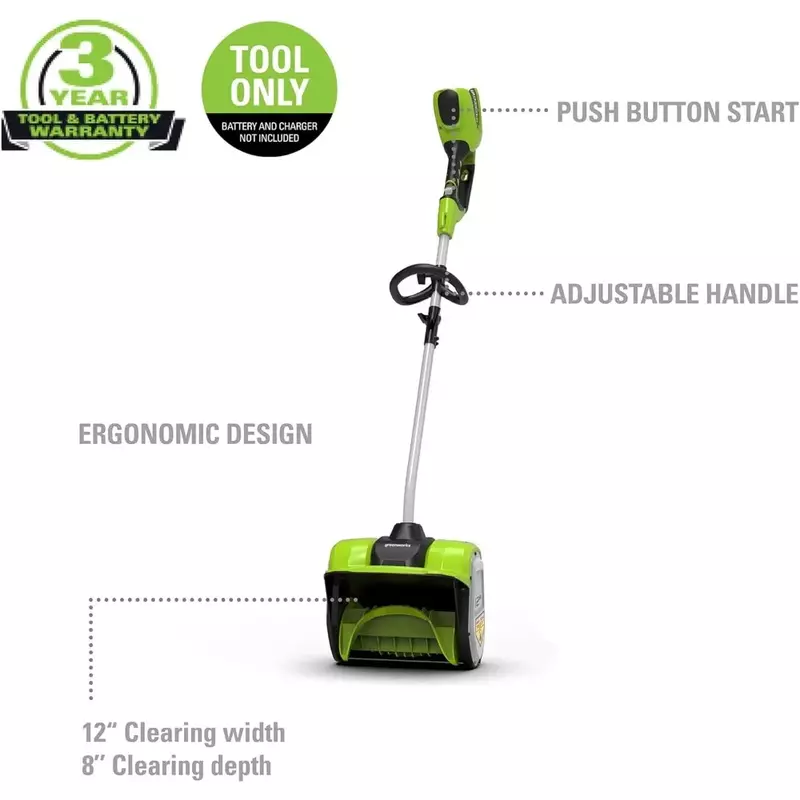 Greenworks 40V (75+ Compatible Tools) 12” Cordless Snow Shovel, Tool Only